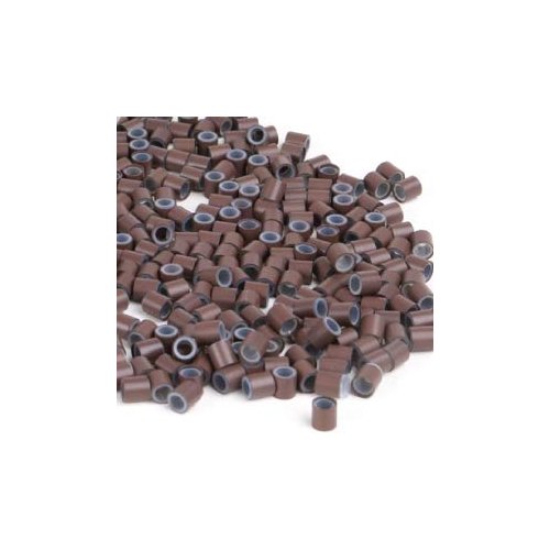 Prolinks- 500 pcs Premium Silicone Lined Copper Micro Rings Beads Tubes For I-Tip Hair Extensions (Dark Brown- 4 mm)