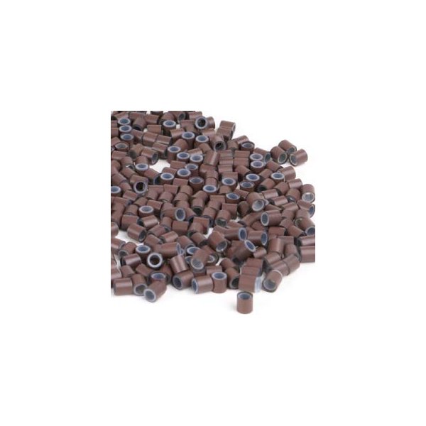Prolinks- 500 pcs Premium Silicone Lined Copper Micro Rings Beads Tubes For I-Tip Hair Extensions (Dark Brown- 4 mm)
