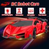 Blooming lilies Remote Control Car for Boys 4-7 8-12, Rc Cars Boys Toys Age 4-6 7 8-12, 1:18 RC Deformation Robot Car Toy with 360° Rotating & LEDs Lights- Transform Robot Car Gifts-Red