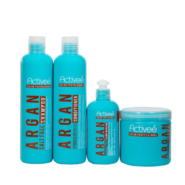 Kit Activeé Argán Care | Natural Moisturizer by Activee Professional Shampoo, Conditioner, Leave In Cream and Treatment