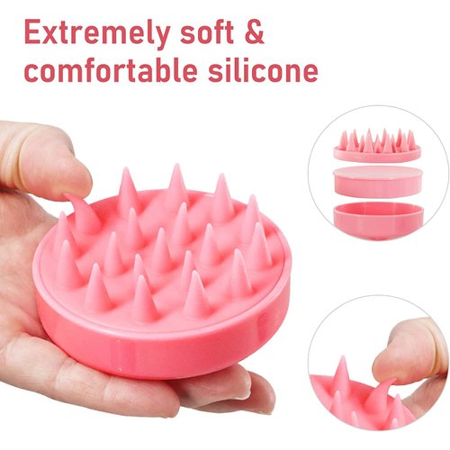 Shampoo Brush Scalp Care Hair Brush & Body Brush, with Soft Silicone Scalp Massager, Scrubber for Shower, Used for Wet & Dry Use Women Men Child Dandruff Removal and Hair Growth (Pink)