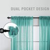 KOUFALL Teal Sheer Curtains 63 Inch Length for Bedroom 2 Panels Set Rod Pocket Faux Linen Window Decorative Drapes for Living Room Teen Girls Room Laundry Room 52x63 Inches Long