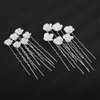 Teyglen Bride Wedding Hair Pins Flower Bridal Hair Clips Decorative Hair Jewelry Accessories Handmade Gold Silver White Flower Pearl Hair Pieces for Women Flower Girls (Pack of 12) (Silver)