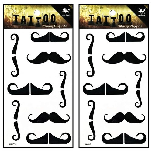 Tattoos 2 Sheets Cartoon Black Mustache Tattoo Mixed Style Body Art Temporary Tattoos Fake Waterproof Removable Stickers Party for Kid Teens Men Women