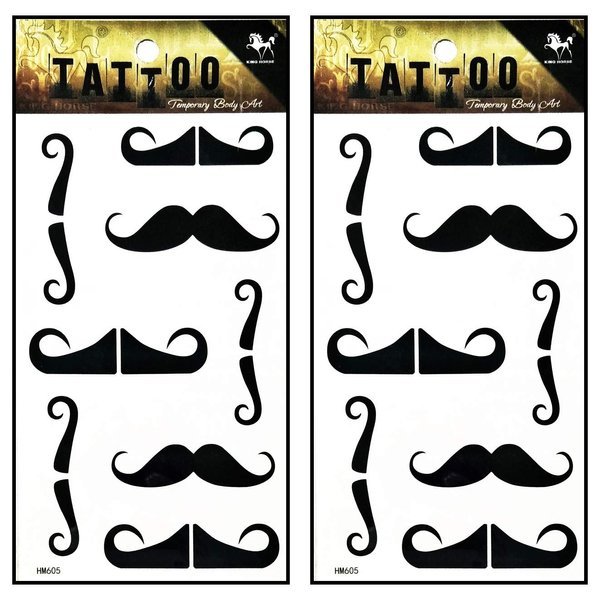 Tattoos 2 Sheets Cartoon Black Mustache Tattoo Mixed Style Body Art Temporary Tattoos Fake Waterproof Removable Stickers Party for Kid Teens Men Women