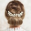 PRETTYLIFE Bridal White Hair Piece Elegant Ceramic Flower Silver Vine Hair Comb Accessories for Wedding Party