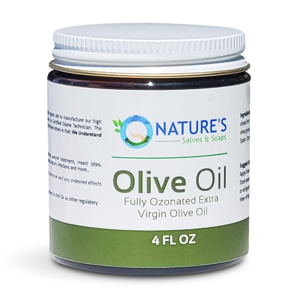 Nature's Salves and Soaps Fully Ozonated Organic Extra Virgin Olive Oil (4 Fl. Oz.)