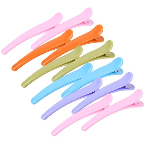Hair Clips 12 Pcs Duckbill Alligator Hair Barrettes Pins Alligator Hair Clips Duck Billed Hair Clips Non Slip Colorful Plastic Duckbill for Styling Sectioning for Women - Macarone solid
