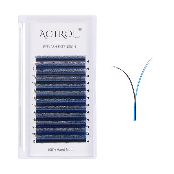 ACTROL YY Eyelashes Extension Lashes Dark Blue C Curl 0.07mm 8-15mm Mixed Y Lash Volume Extension Easy Fans Y Shaped Premade Soft Eyelashes Supply