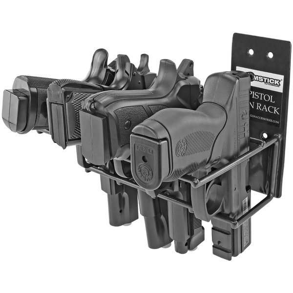 BOOMSTICK 4 Gun Handgun Black Vinyl Coated Pistol Wall Mount Rack