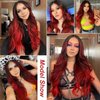 LUNDEREN Ombre Red Wigs for Women Long Red Wig Ombre Red Wavy Wig Long Red Wavy Wig 26 Inch Heat Resistant Red Wigs for Daily Party Use (Ombre Red)