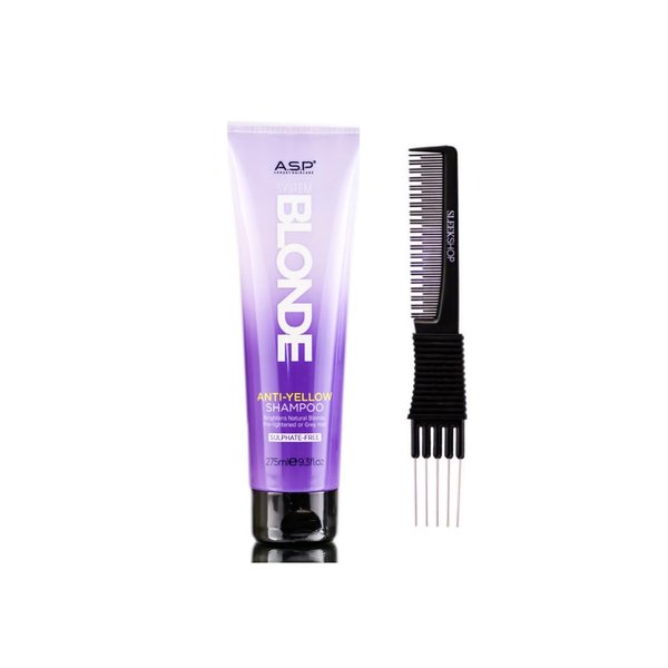 yper Affinage System Blonde Anti-Yellow Shampoo (9.3 oz) with Teasing Comb Pack 1