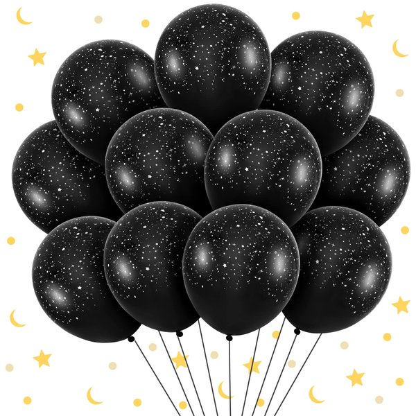 60 Pcs 12 Inch Galaxy Birthday Party Balloons Space Theme Party Balloons Black Latex Outer Space Planet Balloons Birthday Party Decorations Space Themed Party Supplies for Teens and Adult