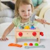 Montessori Wooden 2-4 Years Toddler Tool Set for 2 3 4 5 6 Years, Educational STEM Building Learning Toddler Tool Box, Wooden Toddler Tool Table, Best Gifts Choice for Boys and Girls