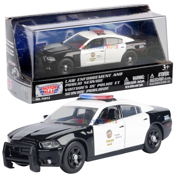 Motormax 2011 Dodge Charger Los Angeles Police Department LAPD Police Pursuit Vehicle 1/43 Diecast Police Car w/Acrylic Display Case 79466