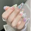 Handmade Press on Nails Medium Coffin - Cute Kawaii Cartoon Y2K 3D Cartoon Cat Design 10Pcs(S)