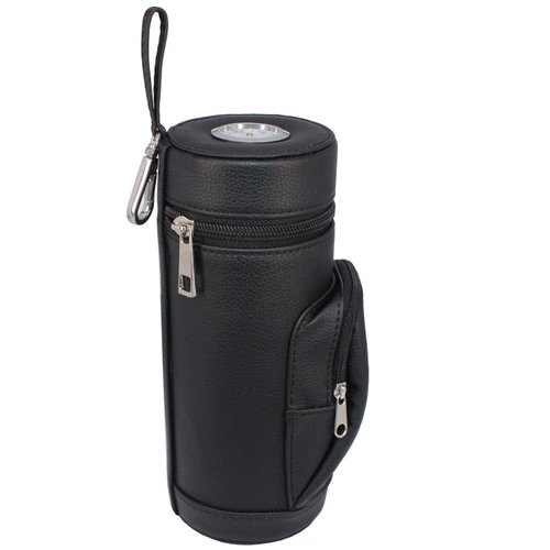 AMANCY Premium Handy Black Built- in Hygrometer Leather Travel Cigar Humidor Case with Accessory Pocket, Conveniently Carry Lighter and Cutter