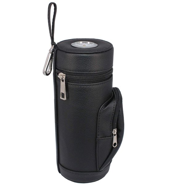 AMANCY Premium Handy Black Built- in Hygrometer Leather Travel Cigar Humidor Case with Accessory Pocket, Conveniently Carry Lighter and Cutter