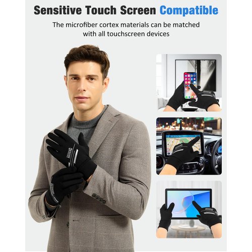Aegend Lightweight Thin Running Gloves Touchscreen Anti-Slip Windproof Warm Finger Dexterity Gloves Liners Women Men Cycling Driving Texting Sports Working Activities Winter Spring Fall