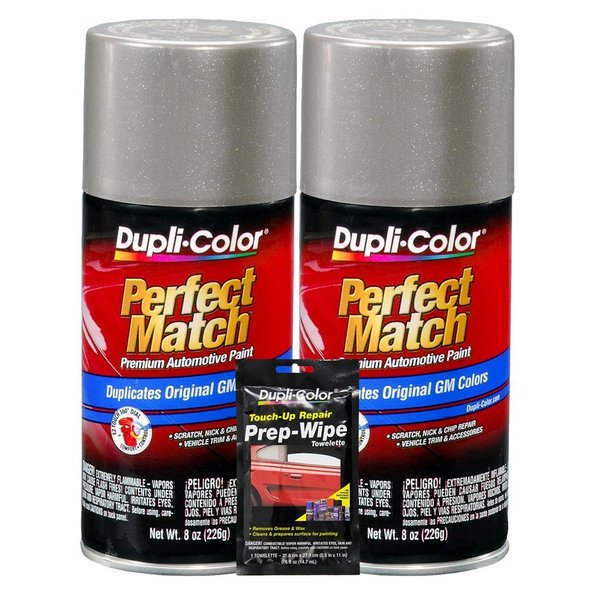 Dupli-Color Pewter Metallic Exact-Match Automotive Paint For GM Vehicles - 8 oz, Bundles with Prep Wipe (3 Items)