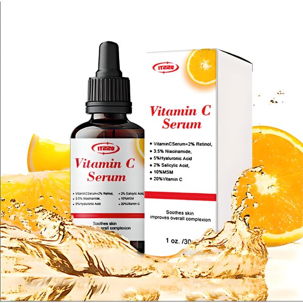 ITZZO Vitamin C Face Serum With Hyaluronic Acid - Anti Aging Serum - Reduce Dark Spots, Fine Lines & Wrinkles - Retinol, Niacinamide & Salicylic Acid, Brightening Skin Serum for Glowing Skin