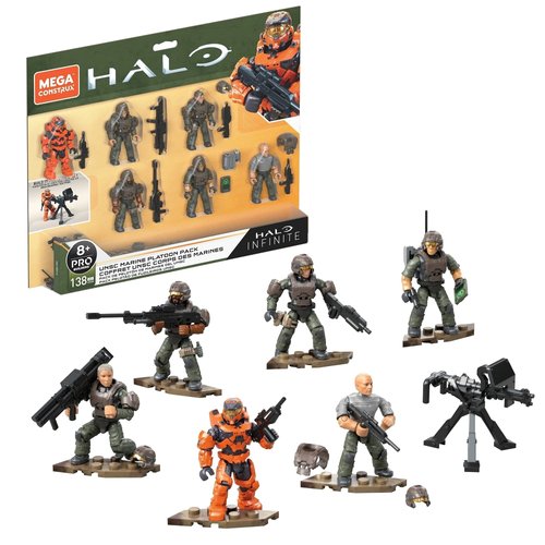 Mega Construx Halo UNSC Marine Platoon Pack Construction Set, Building Toys for Kids , Brown