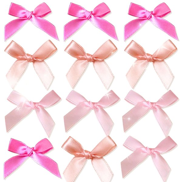 JeVenis 12 PCS Pink Ribbon Bows Hair Clip Pink Bow Claw Clip Hair Clip For Long Thick Hair Hair Bows Hair Barrettes Ribbon Bows Hair Accessories