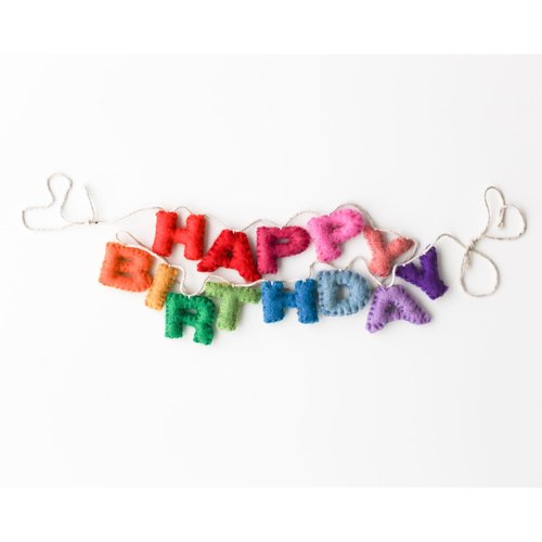 Social Heirloom Mini Happy Birthday Felt Fabric Garland | Premium Handmade Wool Letter Rainbow Birthday Banner | Reusable Colorful Festive Party Decoration | Shelf Decor