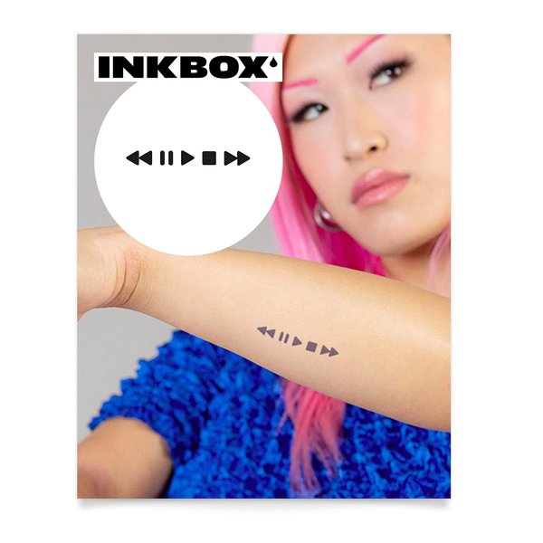 Inkbox Temporary Tattoos, Semi-Permanent Tattoo, One Premium Easy Long Lasting, Water-Resistant Temp Tattoo with For Now Ink - Lasts 1-2 Weeks, Music Play Pause Tattoo, Hazlo, 3 x 3 in