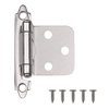 20 Pack(10 pairs) Brushed Satin Nickel Decorative Self Closing Face Mount Kitchen Cabinet Hinges Flush Variable Overlay