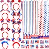 Garma 92Pcs Patriotic Party Favors Set, 4th of July Accesories Headbands Bulk with Bead Necklaces Tattoo Stickers for Independence Day, Memorial Day Celebrations, Parades, Classroom Rewards for Kids
