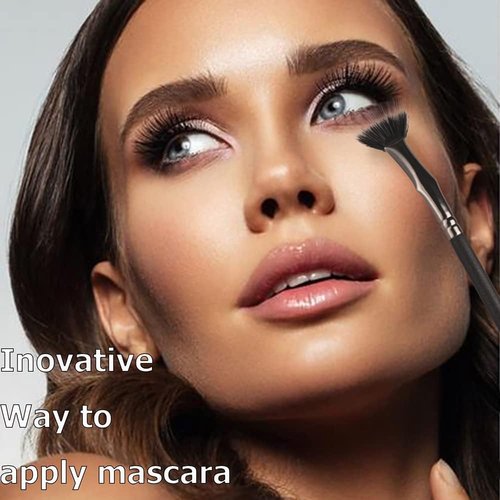 2PCS Mascara Fan Brush, INENK Lash Wand Brush Fan for Natural Lifted Effects and Enhance Lower Lashes, Synthetic Fibre Smooth Application No Smearing Clumping, Easy to Use Mascara on Lash Line