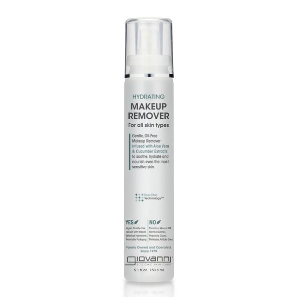 GIOVANNI Hydrating Makeup Remover - Gentle, Oil-Free Makeup Remover, Liquid, Infused with Aloe Vera, Hydrates and Nourishes Sensitive Skin - 5.1 oz