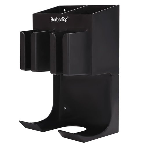 BARBERTOP Hair Tool Organizer Wall Mounted, Hair Dryer and Styling Holder with Towel Bar, Bathroom Blow Dryer Holder, Farmhouse Vanity Caddy Storage Stand for Accessories Makeup(Black)