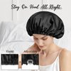 WIGI 100% Mulberry Silk Bonnet with Scrunchie Gift for Women, Silk Bonnet for Sleeping, Shower Cap Hair Bonnet, Silk Hair Wrap for Hair Care (100% Mulberry Silk (Round design), Black)