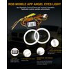 Qasim Angel Eyes Halo Rings Cotton Lights 12V 60MM RGB LED Universal for Car Scooter Motorcycle DRL Fog Light Turn Signal Lamp APP Bluetooth Control Multi-Color 2-Pack
