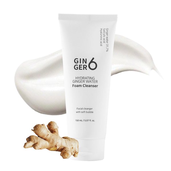 Ginger 6 Hydrating Foam Cleanser (150ml) - Micro-Bubble Formula, Deep Cleansing, with 31.7% of Ginger Water Extract, Salicylic Acid and Hyaluronic Acid