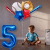 Baseball Balloons 5th Birthday Decorations for Boys, Baseball Party Decoration Baseball Sports Theme Party Supplies, 40 inch Foil Number Balloons Number 5 Balloon Blue Red White Sports Balloon Kits