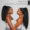 FAVE Kinky Straight Ponytail Natural Black Claw Clip in Ponytail Yaki Ponytail Extension for Black Women Soft & Fluffy Synthetic Kinky Ponytail 24 Inches Clip on Ponytails for Women(1B, 24")