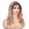 Onedor 20Inch Kanekalon Futura Synthetic Hair 130% Density Wavy Lace Front Long Wigs (Light Brown Evenly Blended with Dark Natural Blonde-RL12/16)