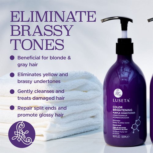 Luseta Purple Conditioner for Colored Hair 16.9oz, Women Hair Conditioner for Grey Hair and Blonde Hair, Best Purple Conditioner for Dry and Damaged Hair Sulfate & Paraben Free