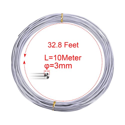 Silver Aluminum Wire Metal Craft Wire 3mm Diameter (9 Gauge), 10 M (32.8 feet), Bendable and Flexible Floral Armature Wire for DIY Arts and Craft Projects by STARVAST