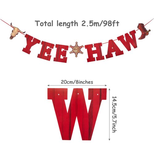 Boao 21 Pcs Western Cowboy Party Decoration West Cowboy Banners Hanging Swirls Foil Wild West Yee Haw Garland Banner Ceiling Streamers for Cowboy Theme Birthday Party Photography Backdrop Decorations
