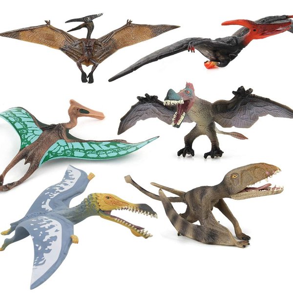Fantarea 6 PCS Realistic Dinosaur Model Playsets Pterodactyl Figure Flying Pterosaur Figurines Pteranodon Model Toys Collection Party Favors Supplies Cake Toppers Set Toys for Boys Girls Kids