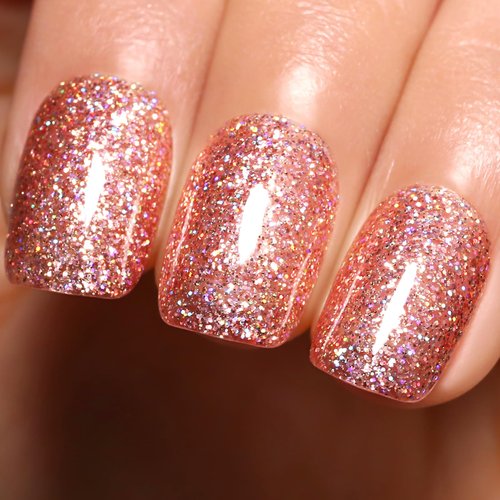 Firedeep Glitter Rose Gold Gel Nail Polish, 1 Pcs 16ml Sparkly Rose Gold Soak Off UV/LED Gel Polish Manicure Salon DIY at Home