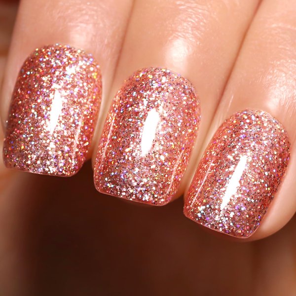 Firedeep Glitter Rose Gold Gel Nail Polish, 1 Pcs 16ml Sparkly Rose Gold Soak Off UV/LED Gel Polish Manicure Salon DIY at Home