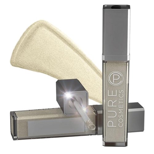 Pure Cosmetics Pure Illumination Lip Gloss with Light and Mirror - Hydrating, Non-Sticky Lanolin Lip Glosses in Push Button LED-Lit Lip Gloss Tube for Easy On-The-Go Application, Clear