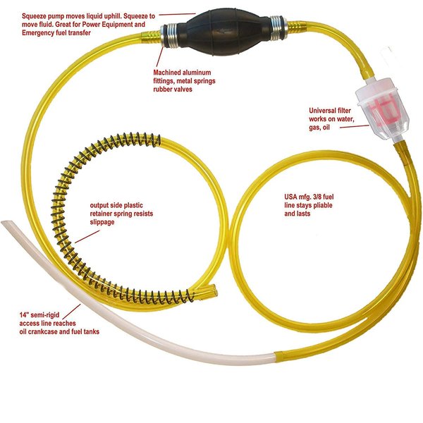 GasTapper Fuel Transfer Pump - 6 Ft Siphon Pump for Gas, Water, Oil & Fluid, Manual Hand Pump