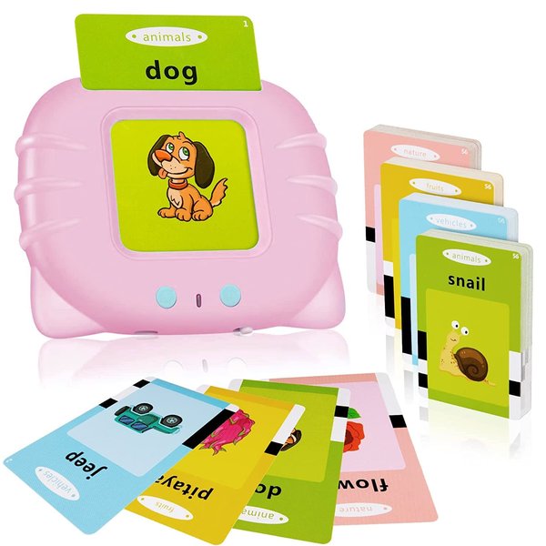 Ednzion Talking Flash Cards with 224 Sight Words, Montessori Toys, Speech Therapy Toys, Autism Sensory Toys, Learning Educational Toys 1 2 3 4 5 Years Old Boy Girl Bithday Gifts-Pink