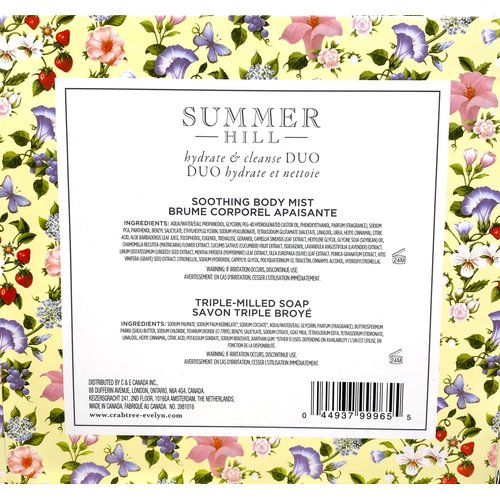 Crabtree & Evelyn Summer Hill .33 oz BODY MIST & 3.5 oz BAR SOAP Gift Boxed